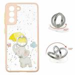 For Samsung Galaxy S22 5G Starry Sky Epoxy TPU Phone Case with Ring Holder(Elephant)