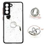 For Samsung Galaxy S22 5G Starry Sky Epoxy TPU Phone Case with Ring Holder(Heart)