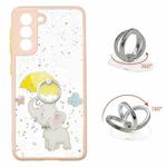 For Samsung Galaxy S22+ 5G Starry Sky Epoxy TPU Phone Case with Ring Holder(Elephant)