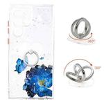 For Samsung Galaxy S22 Ultra 5G Starry Sky Epoxy TPU Phone Case with Ring Holder(Blue Butterfly)