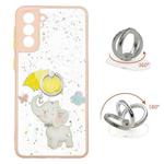 For Samsung Galaxy S21 FE 5G Starry Sky Epoxy TPU Phone Case with Ring Holder(Elephant)