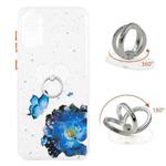 For Samsung Galaxy A03 Core Starry Sky Epoxy TPU Phone Case with Ring Holder(Blue Butterfly)
