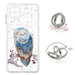 For Samsung Galaxy A22 4G Starry Sky Epoxy TPU Phone Case with Ring Holder(Owl)