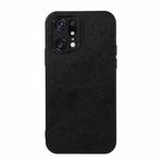 For OPPO Find X5 Accurate Hole Two-color Litchi Texture PU Phone Case(Black)