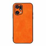 For OPPO Find X5 Accurate Hole Two-color Litchi Texture PU Phone Case(Orange)