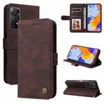 For Xiaomi Redmi Note 11 Pro 4G/Redmi Note 11 Pro 5G(Global)/Redmi Note 11E Pro Skin Feel Life Tree Metal Button Horizontal Flip Leather Case(Brown)