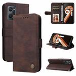 For OPPO Realme 9i / A36 4G / A76 4G(Global) Skin Feel Life Tree Metal Button Horizontal Flip Leather Case(Brown)
