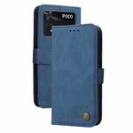 For Xiaomi Poco M4 Pro 4G Skin Feel Life Tree Metal Button Horizontal Flip Leather Case(Blue)