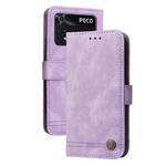 For Xiaomi Poco M4 Pro 4G Skin Feel Life Tree Metal Button Horizontal Flip Leather Case(Purple)