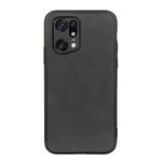 For OPPO Find X5 Accurate Hole Two-color Calf Texture PU Phone Case(Black)