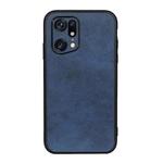 For OPPO Find X5 Accurate Hole Two-color Calf Texture PU Phone Case(Blue)