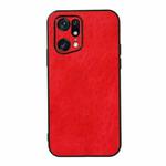 For OPPO Find X5 Accurate Hole Crazy Horse Texture PU Phone Case(Red)