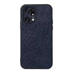 For OPPO Find X5 Accurate Hole Crazy Horse Texture PU Phone Case(Blue)