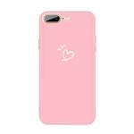 For iPhone 8 Plus / 7 Plus Three Dots Love-heart Pattern Colorful Frosted TPU Phone Protective Case(Pink)