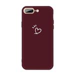 For iPhone 8 Plus / 7 Plus Three Dots Love-heart Pattern Colorful Frosted TPU Phone Protective Case(Wine Red)