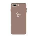 For iPhone 8 Plus / 7 Plus Three Dots Love-heart Pattern Colorful Frosted TPU Phone Protective Case(Khaki)