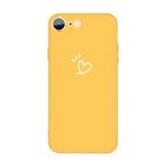 For iPhone SE 2022 / SE 2020 / 8 / 7 Three Dots Love-heart Pattern Colorful Frosted TPU Phone Protective Case(Yellow)