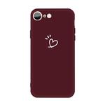 For iPhone SE 2022 / SE 2020 / 8 / 7 Three Dots Love-heart Pattern Colorful Frosted TPU Phone Protective Case(Wine Red)