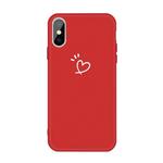 For iPhone X / XS Three Dots Love-heart Pattern Colorful Frosted TPU Phone Protective Case(Red)