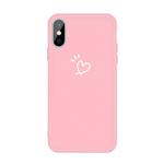 For iPhone XS Max Three Dots Love-heart Pattern Colorful Frosted TPU Phone Protective Case(Pink)