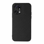 For OPPO Find X5 Accurate Hole Carbon Fiber Texture PU Phone Case(Black)