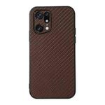 For OPPO Find X5 Accurate Hole Carbon Fiber Texture PU Phone Case(Brown)