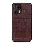 For OPPO Find X5 Accurate Hole Crocodile Texture Genuine Leather Phone Case(Brown)