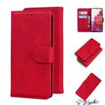 For Samsung Galaxy S20 FE/S20 Lite/S20 FE 5G Skin Feel Pure Color Flip Leather Phone Case(Red)