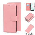 For Samsung Galaxy Note10+ Skin Feel Pure Color Flip Leather Phone Case(Pink)