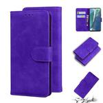 For Samsung Galaxy Note20 Skin Feel Pure Color Flip Leather Phone Case(Purple)