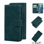 For Samsung Galaxy Note20 Skin Feel Pure Color Flip Leather Phone Case(Green)