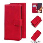 For Samsung Galaxy Note20 Ultra Skin Feel Pure Color Flip Leather Phone Case(Red)