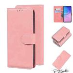 For Samsung Galaxy S10 Lite / A91 Skin Feel Pure Color Flip Leather Phone Case(Pink)