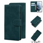 For Samsung Galaxy S21 FE 5G Skin Feel Pure Color Flip Leather Phone Case(Green)