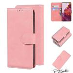 For Samsung Galaxy S21 Ultra 5G Skin Feel Pure Color Flip Leather Phone Case(Pink)