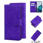 For Samsung Galaxy S21 5G Skin Feel Pure Color Flip Leather Phone Case(Purple)