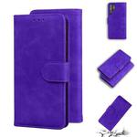 For Samsung Galaxy S22 Ultra 5G Skin Feel Pure Color Flip Leather Phone Case(Purple)