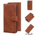 For Samsung Galaxy S22 Ultra 5G Skin Feel Pure Color Flip Leather Phone Case(Brown)