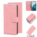 For Samsung Galaxy S22+ 5G Skin Feel Pure Color Flip Leather Phone Case(Pink)