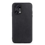 For OPPO Find X5 Accurate Hole Lambskin Texture Genuine Leather Phone Case(Black)