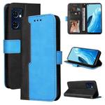 For OPPO Find X5 Lite/Reno7 5G(Global) Stitching-Color Horizontal Flip Leather Case(Blue)