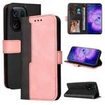 For OPPO Find X5 Stitching-Color Horizontal Flip Leather Case(Pink)