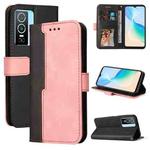 For vivo Y76 5G/Y76S Stitching-Color Horizontal Flip Leather Case(Pink)