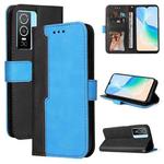 For vivo Y76 5G/Y76S Stitching-Color Horizontal Flip Leather Case(Blue)