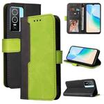For vivo Y76 5G/Y76S Stitching-Color Horizontal Flip Leather Case(Green)