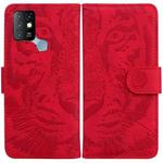 For Infinix Hot 10 X682 Tiger Embossing Pattern Horizontal Flip Leather Phone Case(Red)