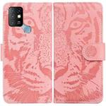 For Infinix Hot 10 X682 Tiger Embossing Pattern Horizontal Flip Leather Phone Case(Pink)