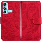 For Infinix Hot 11 X662 Tiger Embossing Pattern Horizontal Flip Leather Phone Case(Red)