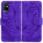 For Infinix Note 10 X693 Tiger Embossing Pattern Horizontal Flip Leather Phone Case(Purple)