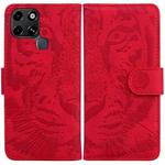 For Infinix Smart 6 Tiger Embossing Pattern Horizontal Flip Leather Phone Case(Red)